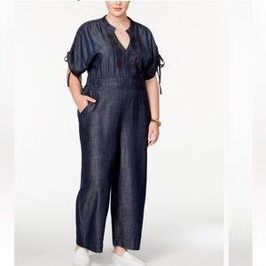 Melissa McCarthy Seven7 Blue Denim Jumpsuit Size XL NWOT